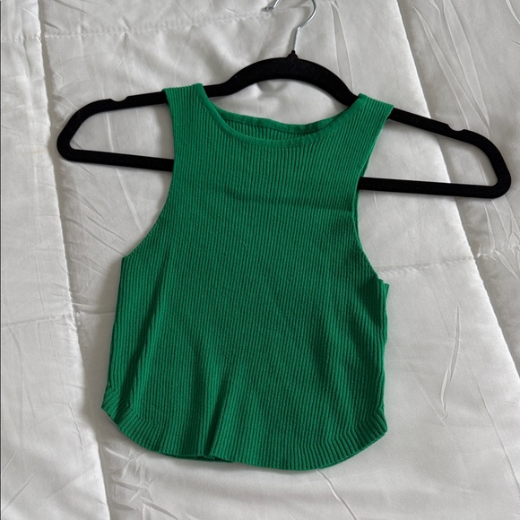 Green Ribbed Tank Top - Picture 3 of 4